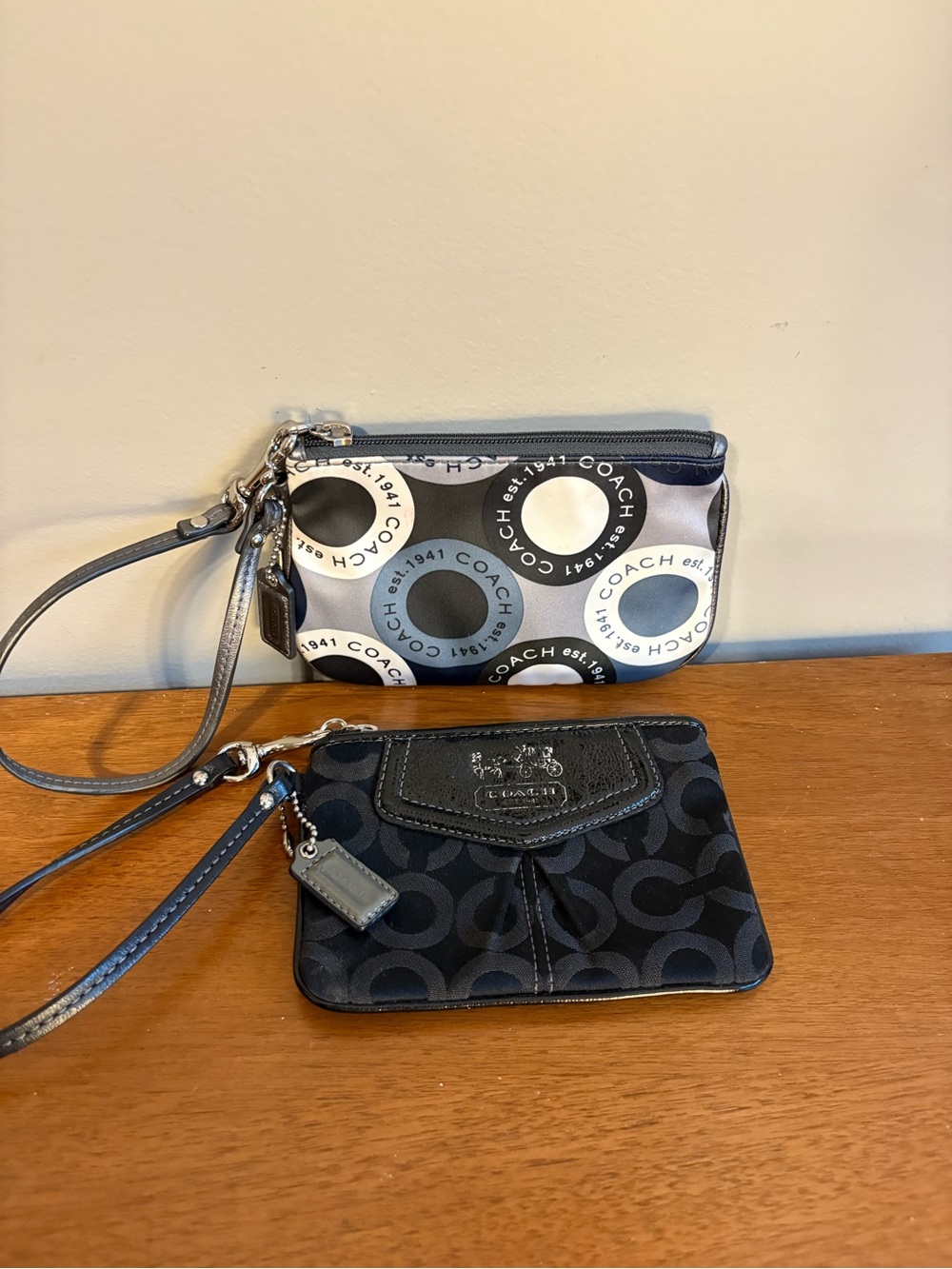 Coach Printed Logo Wristlet Set in Gray, Black & Blue